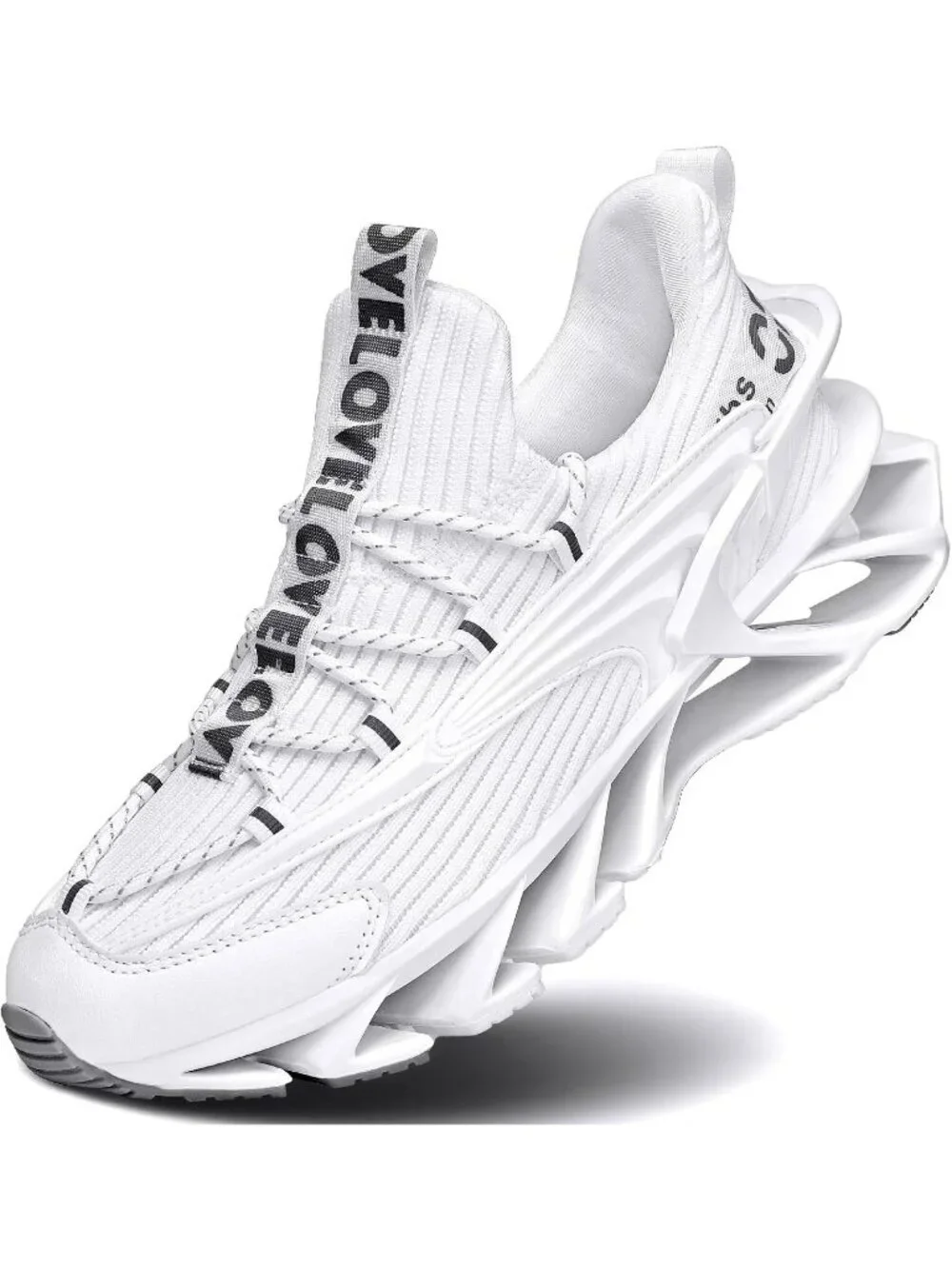 Men's White Walking Shoes Casual Fashion Lace Up Blade Tennis Running Sneakers